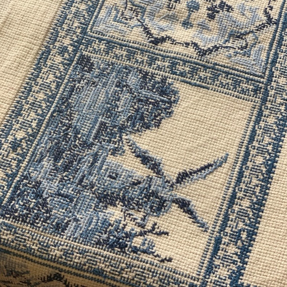 Tablecloth Handmade Vntg Delft Blue with Windmills with 5 Napkins - Picture 11 of 14